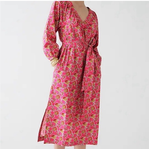 J. Crew Dresses & Skirts - J. Crew Collection Tie Waist Cotton Poplin Midi Dress in Ratti Pink, Medium